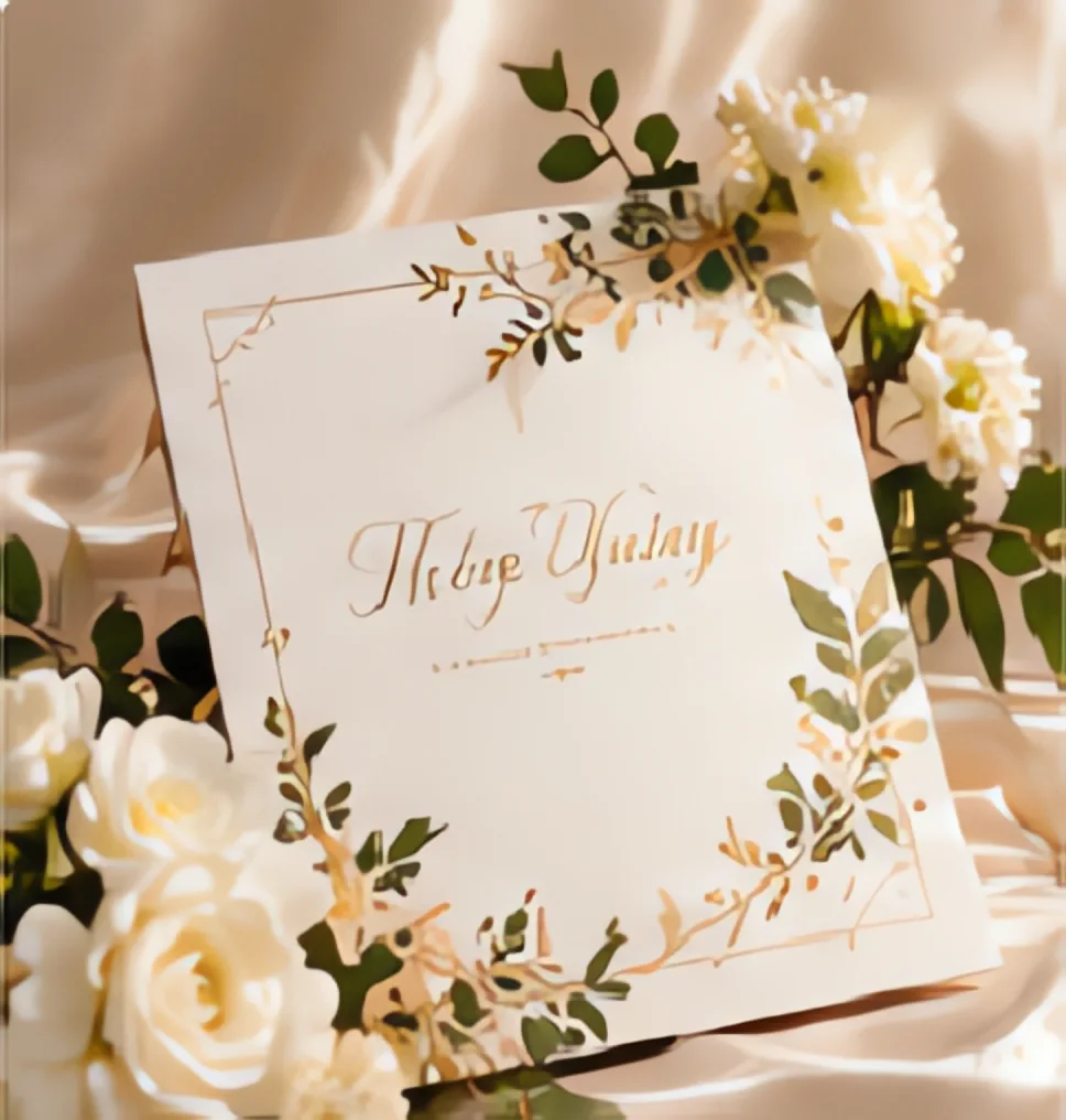 Thiệp cưới hoa lá sang trọng