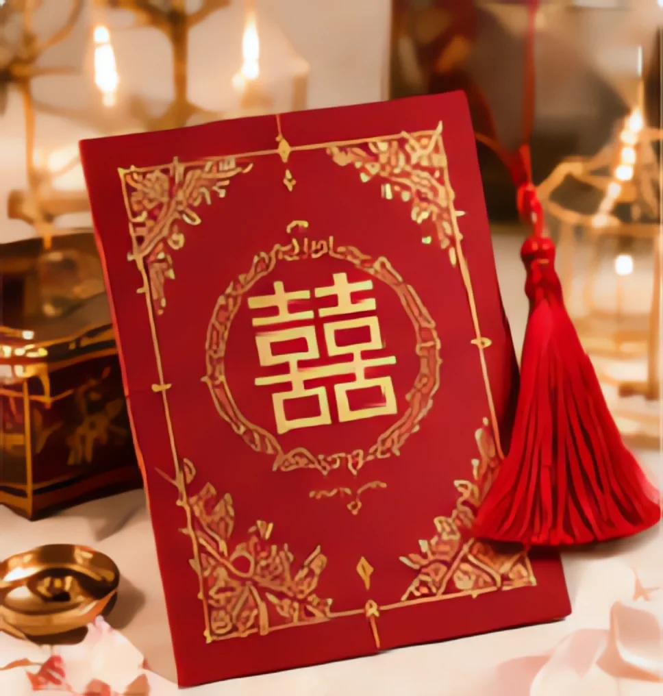 Thiệp cưới truyền thống đỏ