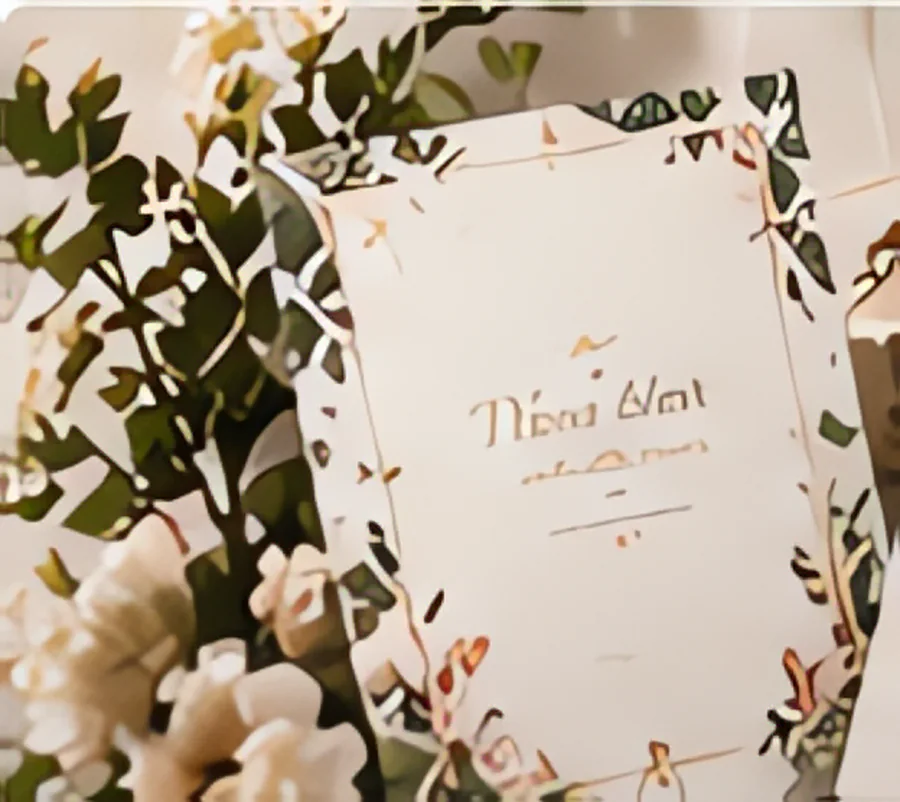 Thiệp cưới lá xanh khuynh diệp