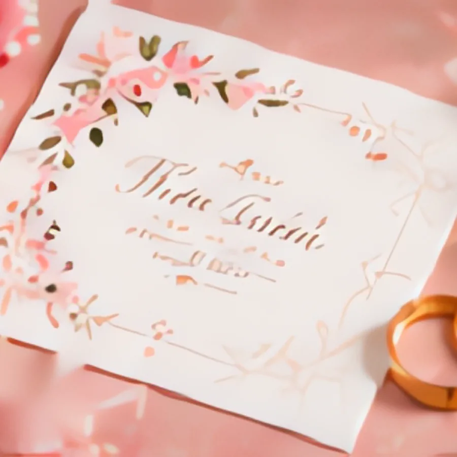 Thiệp cưới hoa anh đào hồng phấn