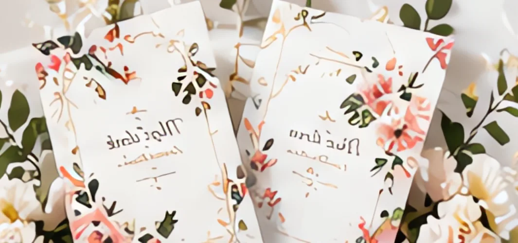 Thiệp cưới đỏ trầm chữ song hỷ cách điệu ép kim vàng